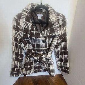 Stylish Brown and Cream Pea Coat